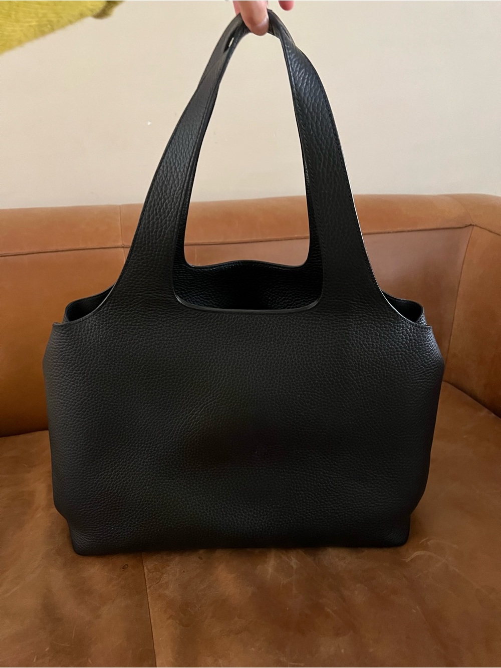 Cuyana Black Pebbled Leather Tote